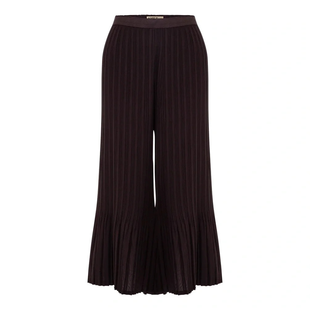 Nwot Alquema 3/4 Palazzo Pants Wide Leg Pleated Cropped Black Casual Women’s Sm